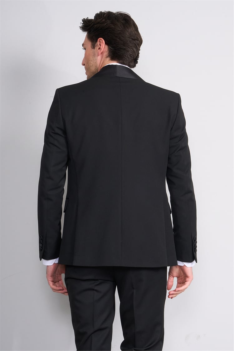 Mentality 9228 Erkek Şal Yaka Slim Fit Loco Yelekli Takım Elbise Siyah