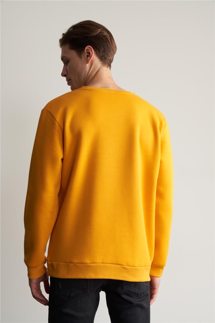 Mentality Erkek Bisiklet Yaka Sarı Sweatshirt