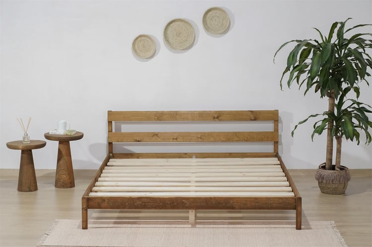 Msm Eko Doğal Ahşap Karyola Natural Ceviz 140X200 Cm