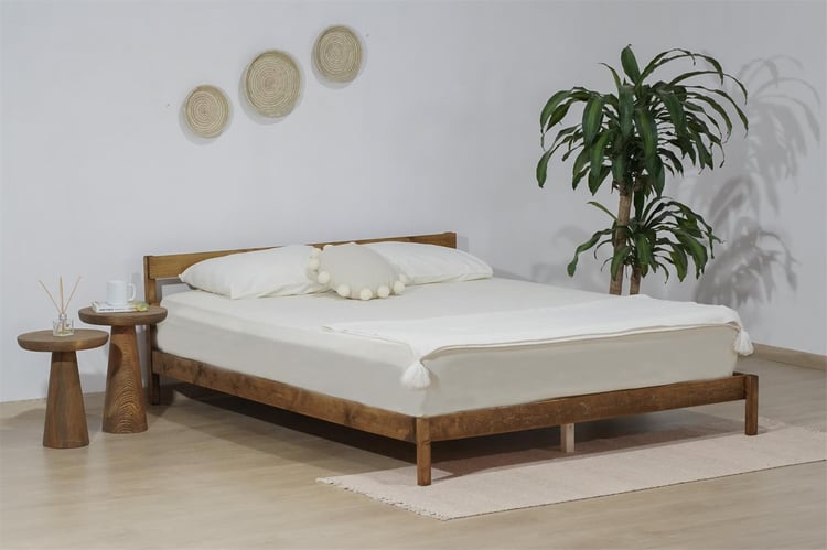 Msm Eko Doğal Ahşap Karyola Natural Ceviz 120X200 Cm