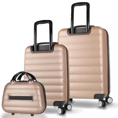 My Valice Colors Abs Makyaj Kabin ve Orta Boy Gold 3'lü Valiz Seti