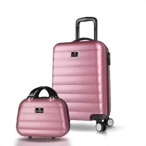 My Valice Colors Abs Makyaj ve Kabin Boy Rose Gold  2'li Valiz Seti