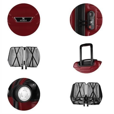 My Valice Croc Abs Kabin Orta ve Büyük Boy Bordo 3'lü Valiz Seti