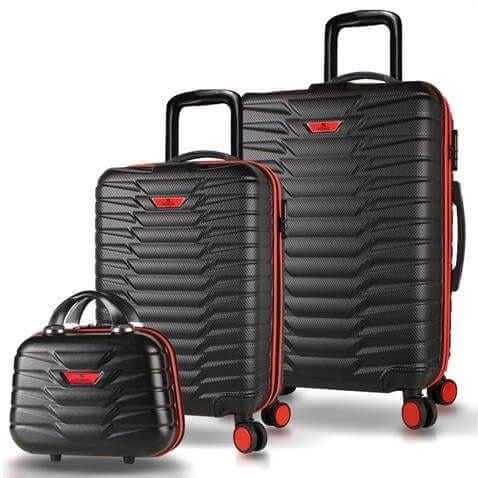 My Valice Croc Abs Makyaj Kabin ve Orta Boy Siyah 3'lü Valiz Seti