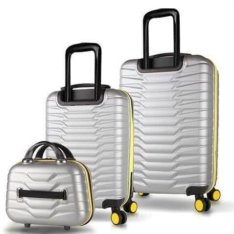 My Valice Croc Abs Makyaj Kabin ve Orta Boy Gri 3'lü Valiz Seti