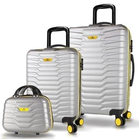 My Valice Croc Abs Makyaj Kabin ve Orta Boy Gri 3'lü Valiz Seti