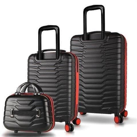 My Valice Croc Abs Makyaj Kabin ve Orta Boy Siyah 3'lü Valiz Seti