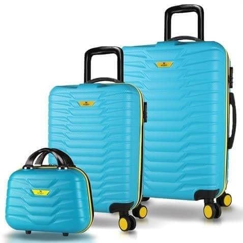 My Valice Croc Abs Makyaj Kabin ve Orta Boy Turkuaz 3'lü Valiz Seti