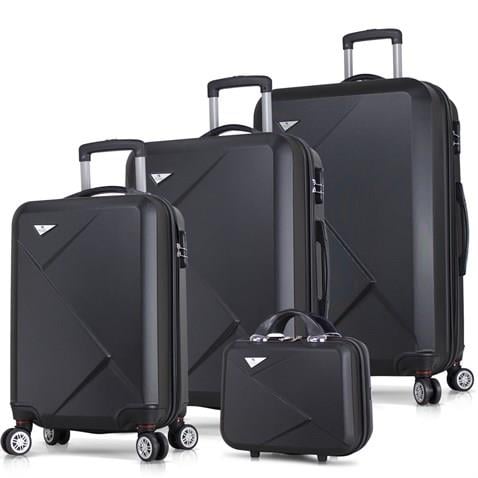 My Valice Diamond Abs Kabin Orta Büyük ve Makyaj Boy Siyah 4'lü Travel Valiz Seti
