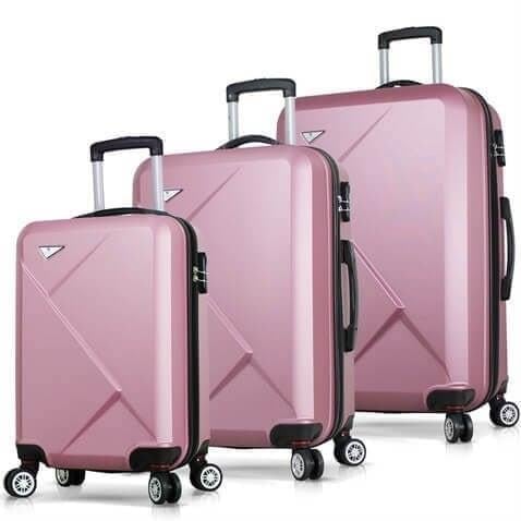 My Valice Diamond Abs Kabin Orta ve Büyük Boy Rose Gold 3'lü Valiz Seti