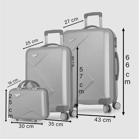 My Valice Diamond Abs Kabin Orta ve Makyaj Boy Rose Gold 3'lü Valiz Seti