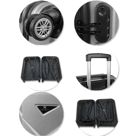 My Valice Diamond Abs Kabin Orta ve Makyaj Boy Siyah 3'lü Valiz Seti