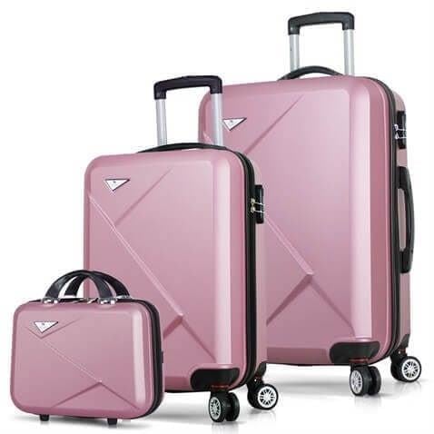 My Valice Diamond Abs Kabin Orta ve Makyaj Boy Rose Gold 3'lü Valiz Seti