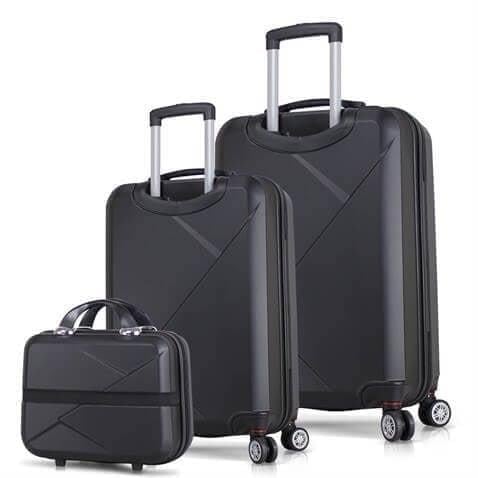 My Valice Diamond Abs Kabin Orta ve Makyaj Boy Siyah 3'lü Valiz Seti