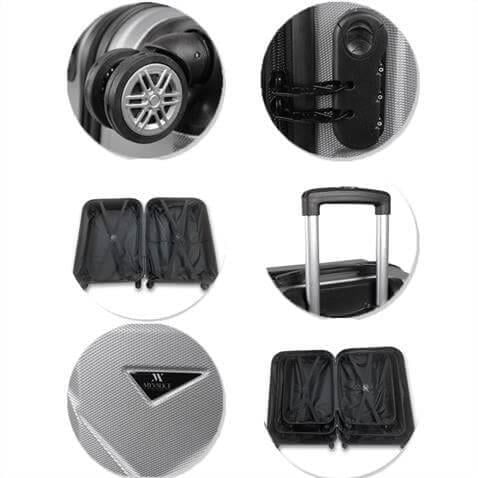 My Valice Diamond Abs Kabin Orta ve Makyaj Boy Gri 3'lü Valiz Seti