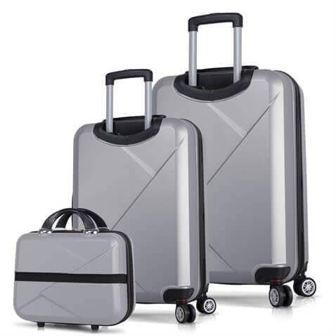 My Valice Diamond Abs Kabin Orta ve Makyaj Boy Gri 3'lü Valiz Seti