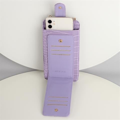 My Valice Kadın Deri Çapraz Cüzdan ve Kartlık Bölmeli Telefon Çantası 1618 Lila