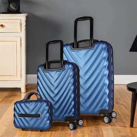 My Valice Lotus Abs Kabin Orta ve Makyaj Boy Lacivert 3'lü Valiz Seti