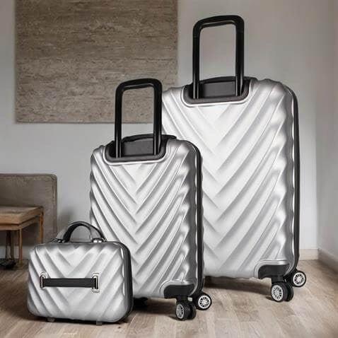 My Valice Lotus Abs Kabin Orta ve Makyaj Boy Gri 3'lü Valiz Seti