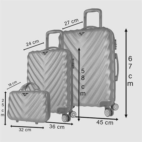 My Valice Lotus Abs Kabin Orta ve Makyaj Boy Gri 3'lü Valiz Seti