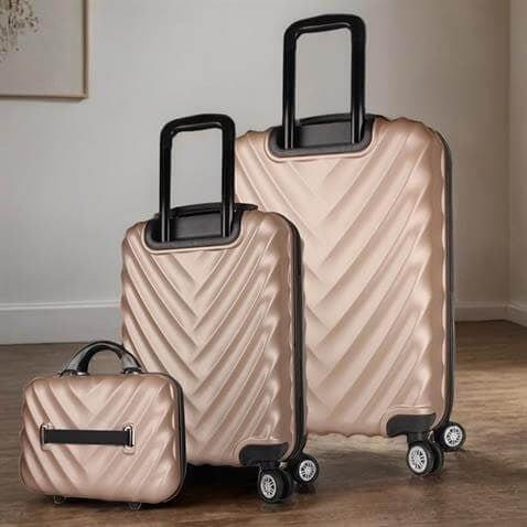 My Valice Lotus Abs Kabin Orta ve Makyaj Boy Gold 3'lü Valiz Seti