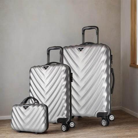 My Valice Lotus Abs Kabin Orta ve Makyaj Boy Gri 3'lü Valiz Seti