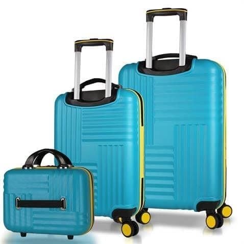 My Valice Puzzle Abs Makyaj Kabin ve Orta Boy Turkuaz 3'lü Valiz Seti