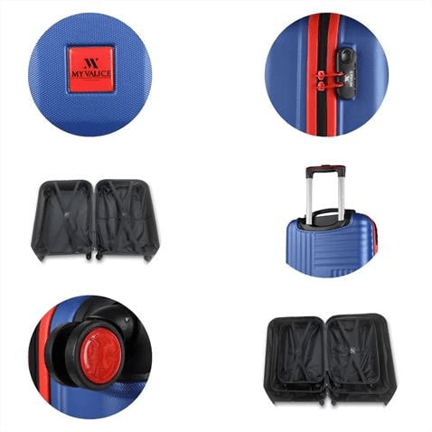 My Valice Puzzle Abs Makyaj Kabin ve Orta Boy Lacivert 3'lü Valiz Seti