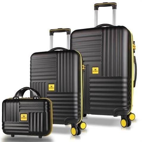 My Valice Puzzle Abs Makyaj Kabin ve Orta Boy Siyah 3'lü Valiz Seti