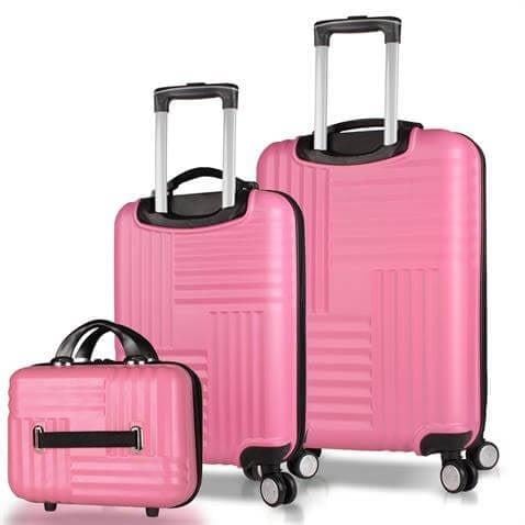 My Valice Puzzle Abs Makyaj Kabin ve Orta Boy Pembe 3'lü Valiz Seti