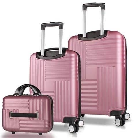 My Valice Puzzle Abs Makyaj Kabin ve Orta Boy Rose Gold 3'lü Valiz Seti