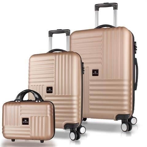 My Valice Puzzle Abs Makyaj Kabin ve Orta Boy Gold 3'lü Valiz Seti