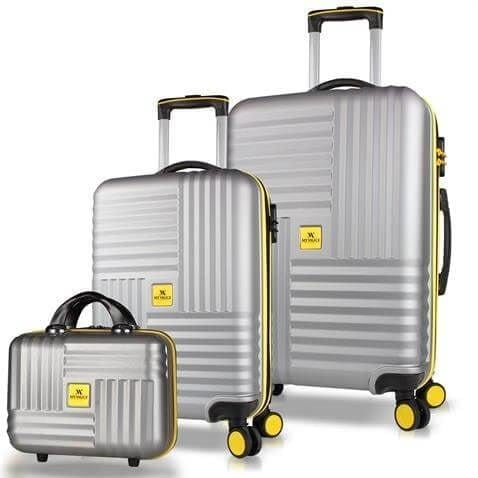 My Valice Puzzle Abs Makyaj Kabin ve Orta Boy Gri 3'lü Valiz Seti