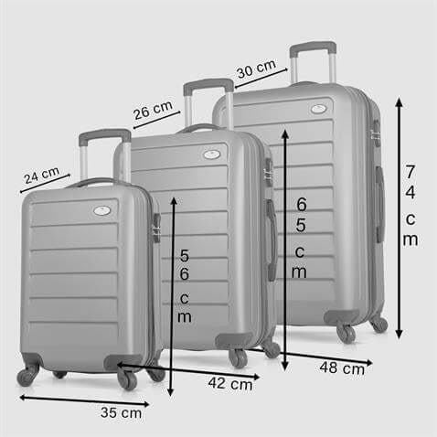 My Valice Ruby Abs Kabin Orta ve Büyük Boy Gri 3'lü Valiz Seti