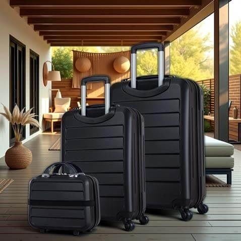 My Valice Ruby Abs Kabin Orta ve Makyaj Boy Siyah 3'lü Valiz Seti