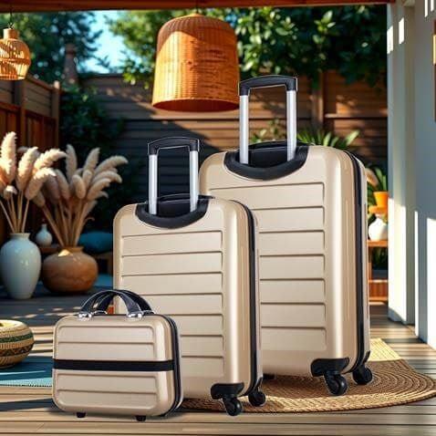 My Valice Ruby Abs Kabin Orta ve Makyaj Boy Gold 3'lü Valiz Seti