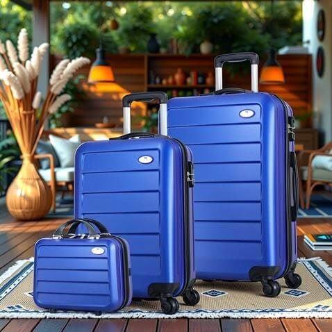 My Valice Ruby Abs Kabin Orta ve Makyaj Boy Mavi 3'lü Valiz Seti