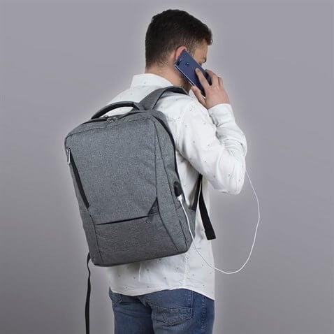 My Valice Smart Bag Active Usb Şarj Girişli Slim Notebook Sırt Çantası Gri