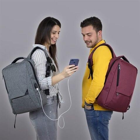 My Valice Smart Bag Active Usb Şarj Girişli Slim Notebook Sırt Çantası Gri