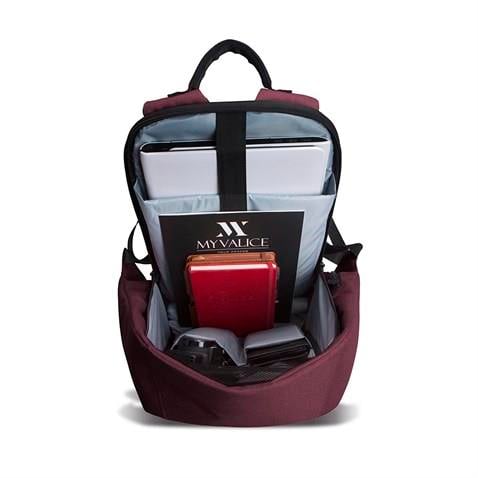My Valice Smart Bag Secret Usb Şarj Girişli Akıllı Sırt Çantası Bordo