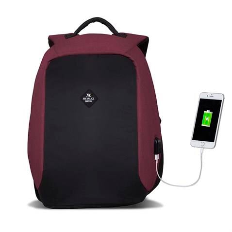 My Valice Smart Bag Secret Usb Şarj Girişli Akıllı Sırt Çantası Bordo