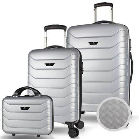 My Valice Solid PP Polipropilen Kırılmaz Makyaj Kabin ve Orta Boy Gümüş Gri 3'lü Valiz Seti