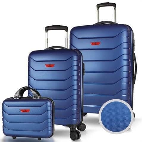 My Valice Solid PP Polipropilen Kırılmaz Makyaj Kabin ve Orta Boy Parlement Mavisi 3'lü Valiz Seti