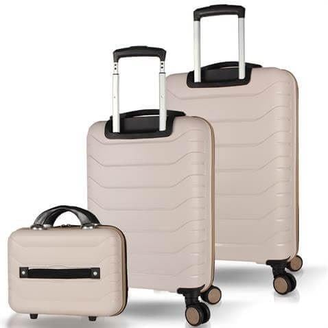 My Valice Solid PP Polipropilen Kırılmaz Makyaj Kabin ve Orta Boy Krem 3'lü Valiz Seti