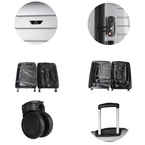 My Valice Solid PP Polipropilen Kırılmaz Kabin Orta ve Büyük Boy Gümüş Gri 3'lü Valiz Seti