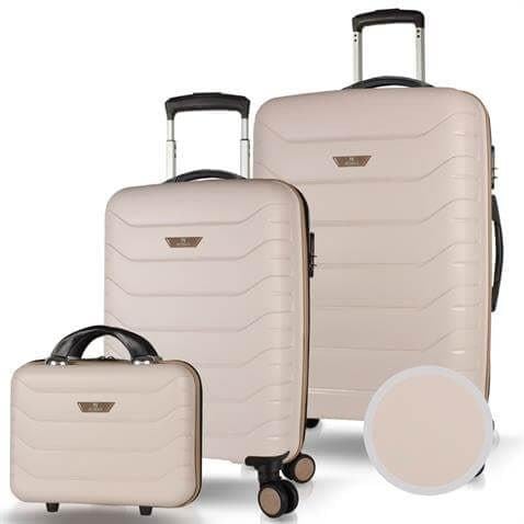 My Valice Solid PP Polipropilen Kırılmaz Makyaj Kabin ve Orta Boy Krem 3'lü Valiz Seti