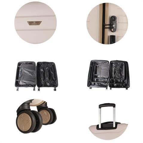 My Valice Solid PP Polipropilen Kırılmaz Makyaj Kabin ve Orta Boy Krem 3'lü Valiz Seti