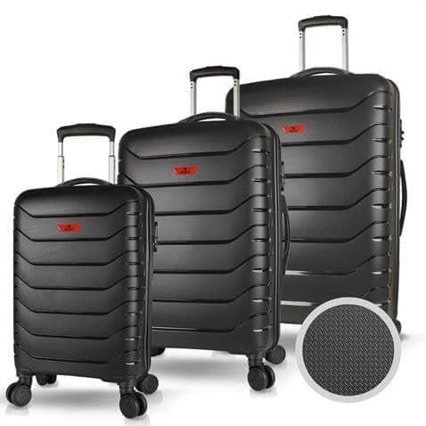 My Valice Solid PP Polipropilen Kırılmaz Kabin Orta ve Büyük Boy Siyah 3'lü Valiz Seti