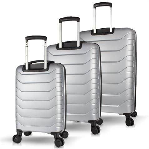 My Valice Solid PP Polipropilen Kırılmaz Kabin Orta ve Büyük Boy Gümüş Gri 3'lü Valiz Seti