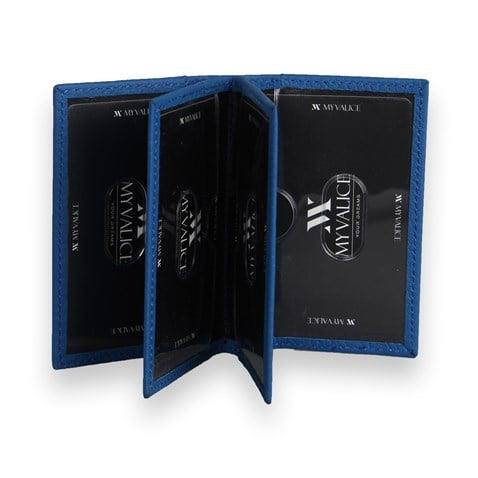My Valice Unisex Hakiki Deri Cüzdan ve Kartlık 1818 Saks Mavi